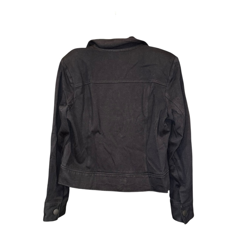 Cabi Black Stretch Utility Jacket Women’s Medium Textured Knit Button Front BJ2 - Picture 3 of 6